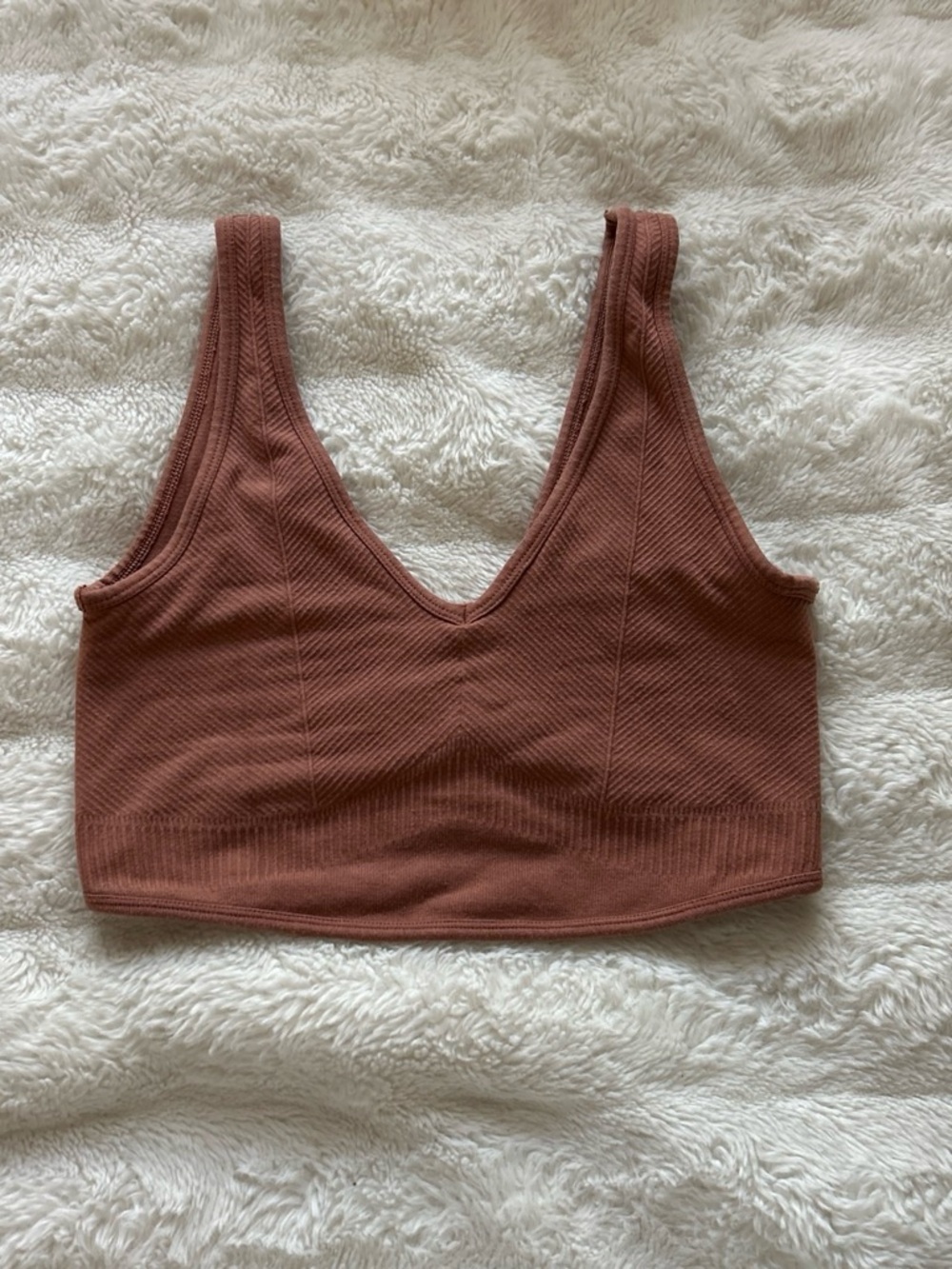 Gymshark Ribbed V-Neck Bralette in Rust